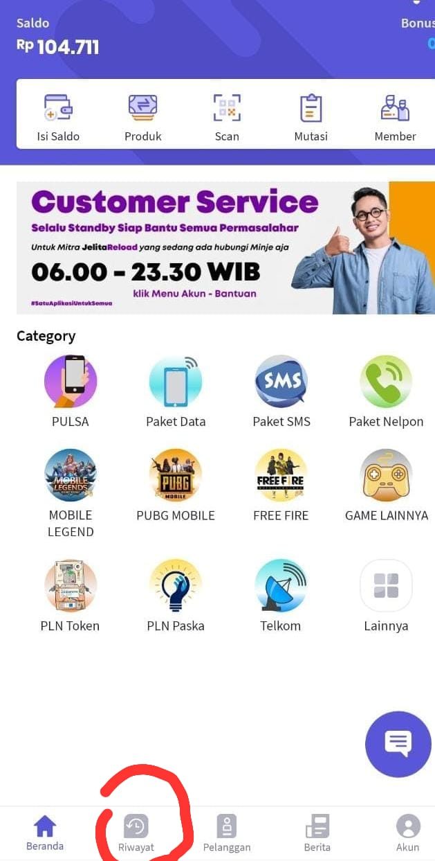 cetak struk jelita pulsa murah