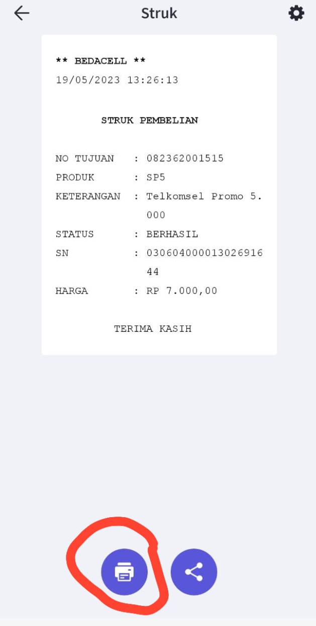 cetak struk jelita pulsa